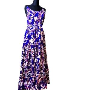 Goa Beachwear by Japna Strappy Tropical Print Ruffle Tie Back Hawaiian Dress